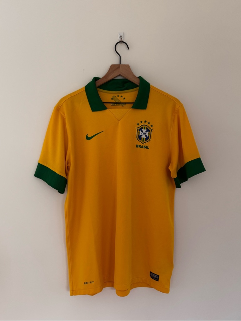 Brazil Nation Team Nike Dri Fit 2013 2014 Home Jersey Size Large